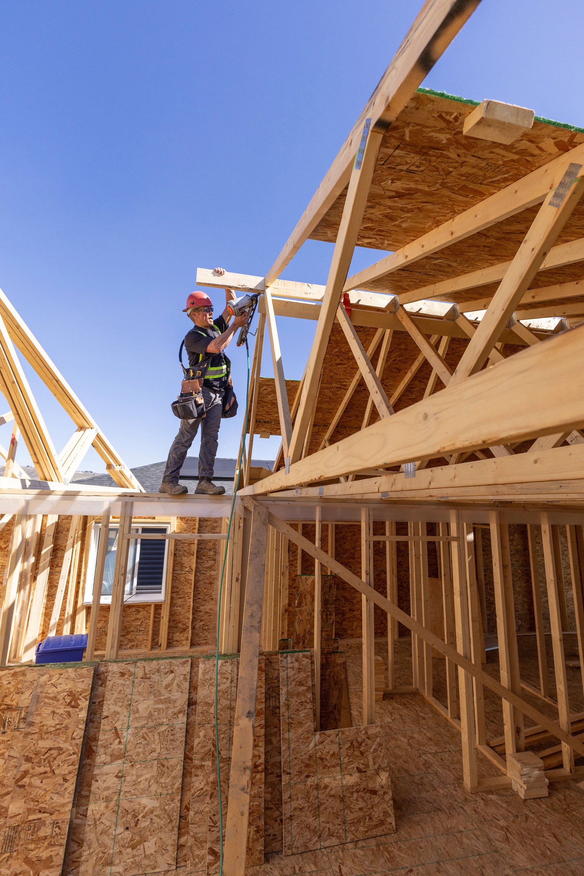Construction worker frames new home