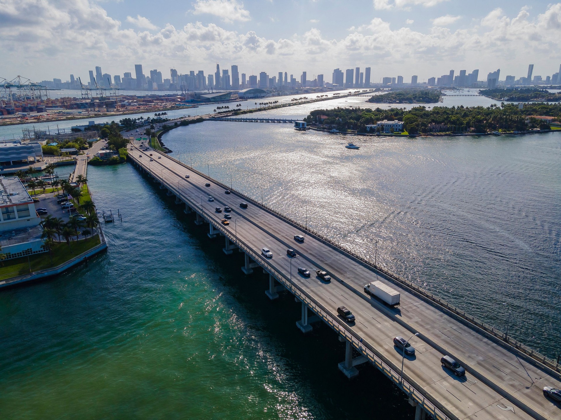 Florida State Road A1A over the Intracoastal Waterway in Miami Beach Florida